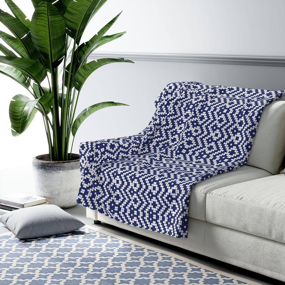 Miniatura: Cozy Navy Arg Pattern Fleece Throw