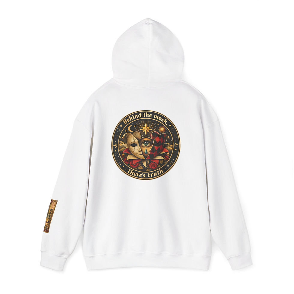 Miniatura: Celestial Sun & Moon Hoodie — 'Behind the Mask There's Truth' Graphic Sweatshirt
