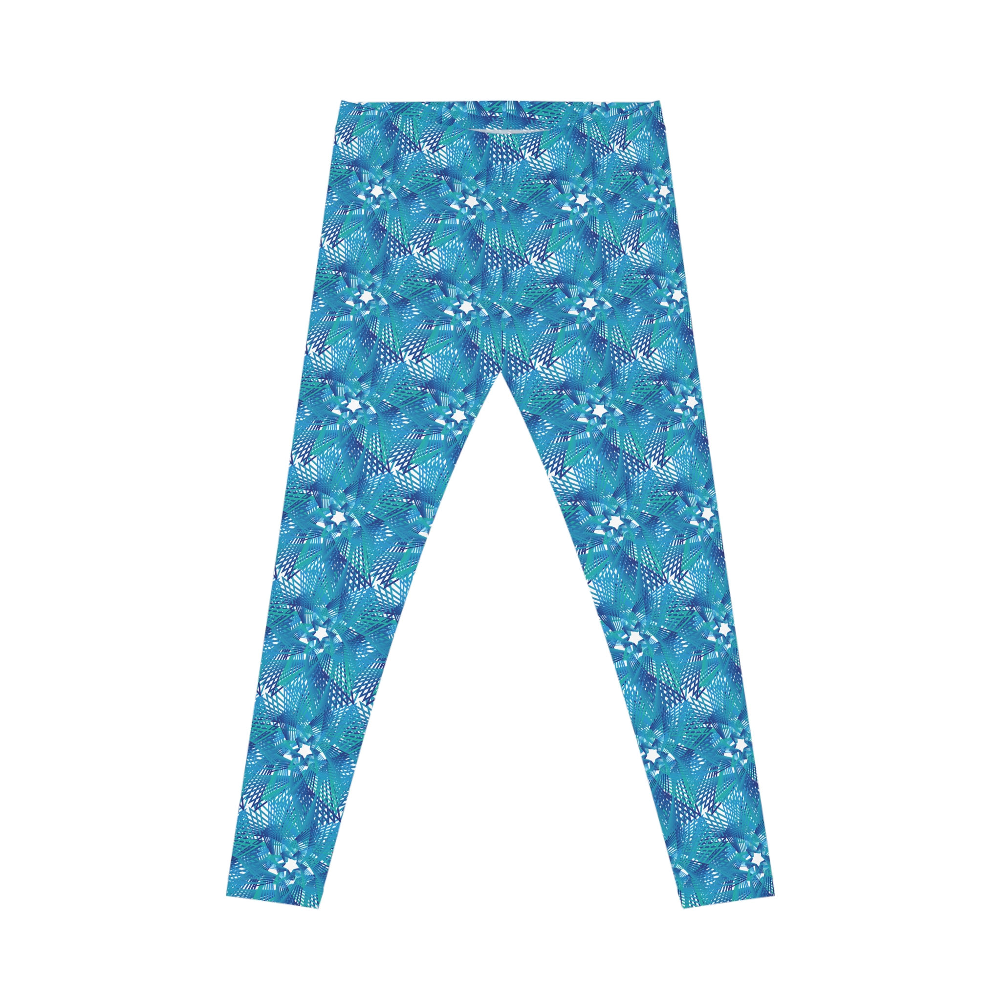 Blue MOVING STARS Leggings — Women's All-Over Print Activewear