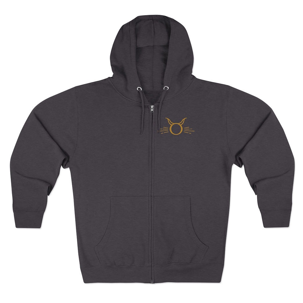 Miniatura: Taurus Bull Zodiac emblem zip hoodie | Astrological Taurus design