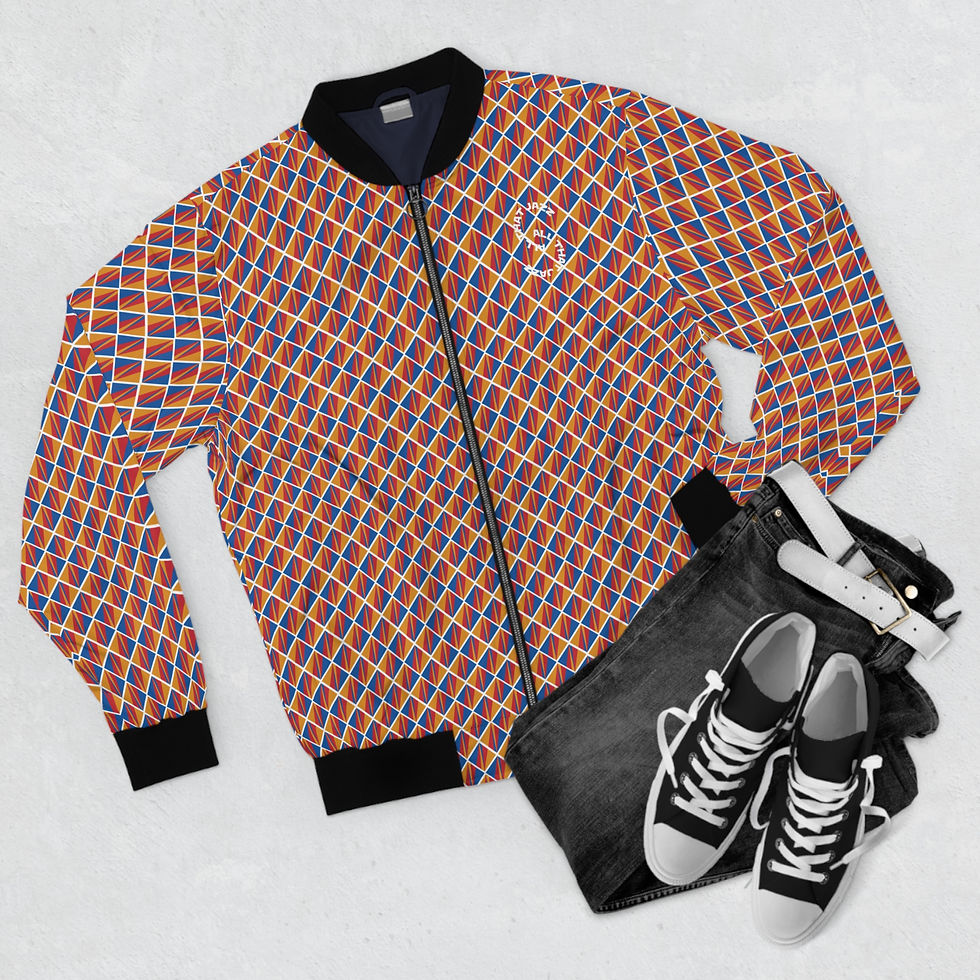 Thumbnail: Jazz Soul Bomber Jacket - Retro Geometric All-Over Print