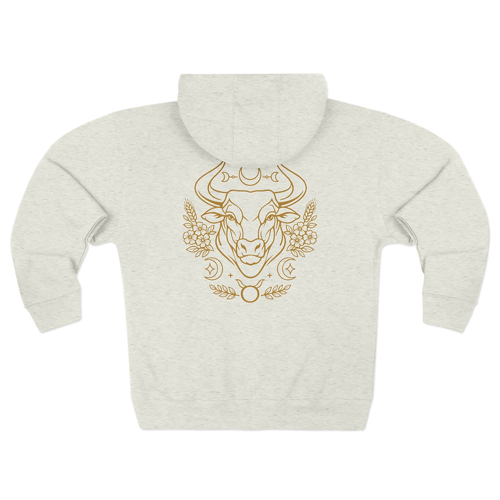 Miniatura: Taurus Bull Zodiac emblem zip hoodie | Astrological Taurus design
