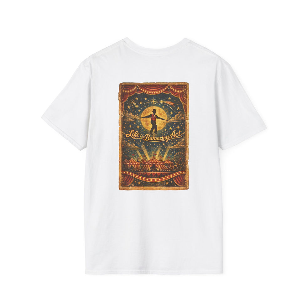 Miniatura: Circus Poster T-Shirt — ‘Tight-Rope Act’ Vintage Carnival Graphic Tee