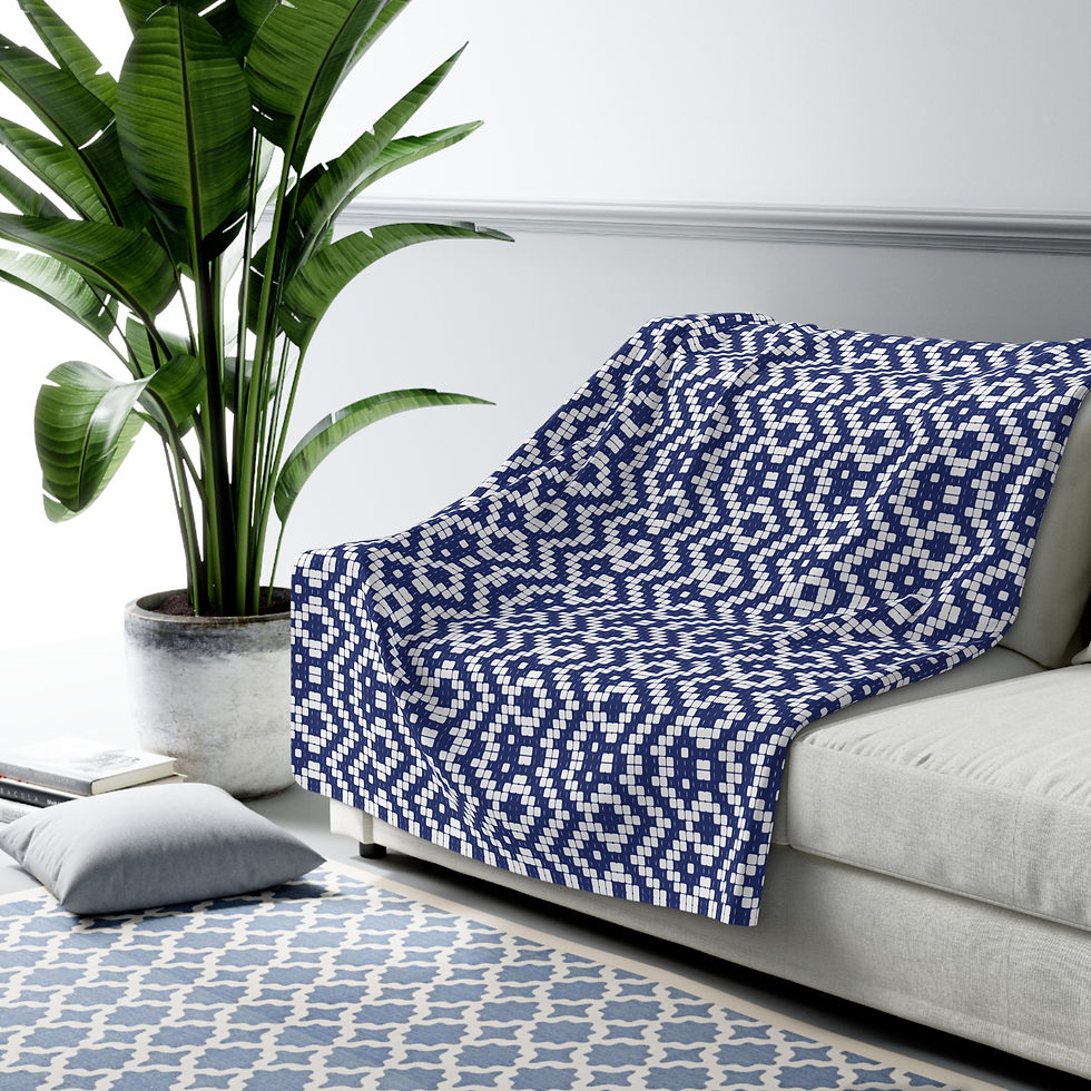 Miniatura: Cozy Navy Arg Pattern Fleece Throw