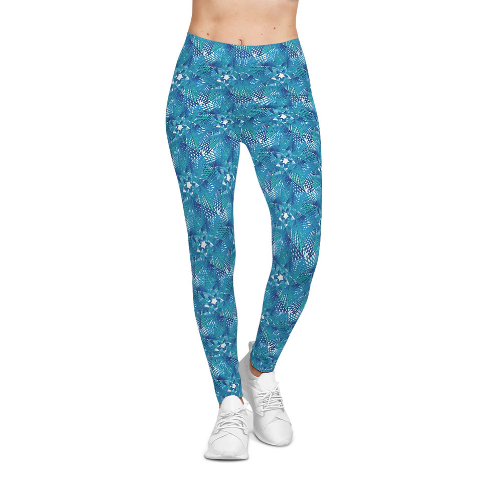 Miniatura: Blue MOVING STARS Leggings — Women's All-Over Print Activewear