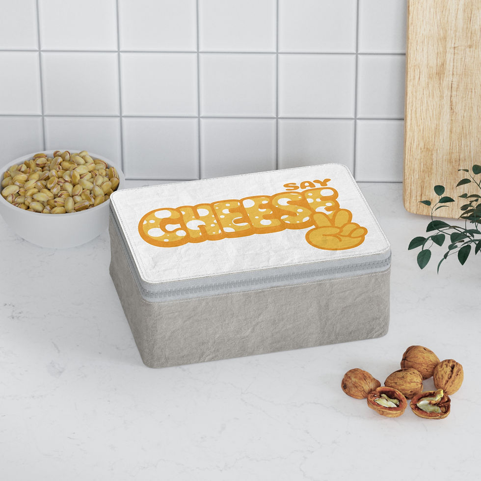Miniatura: Say Cheese Paper Lunch Bag — Retro Yellow Graphic Snack Tote