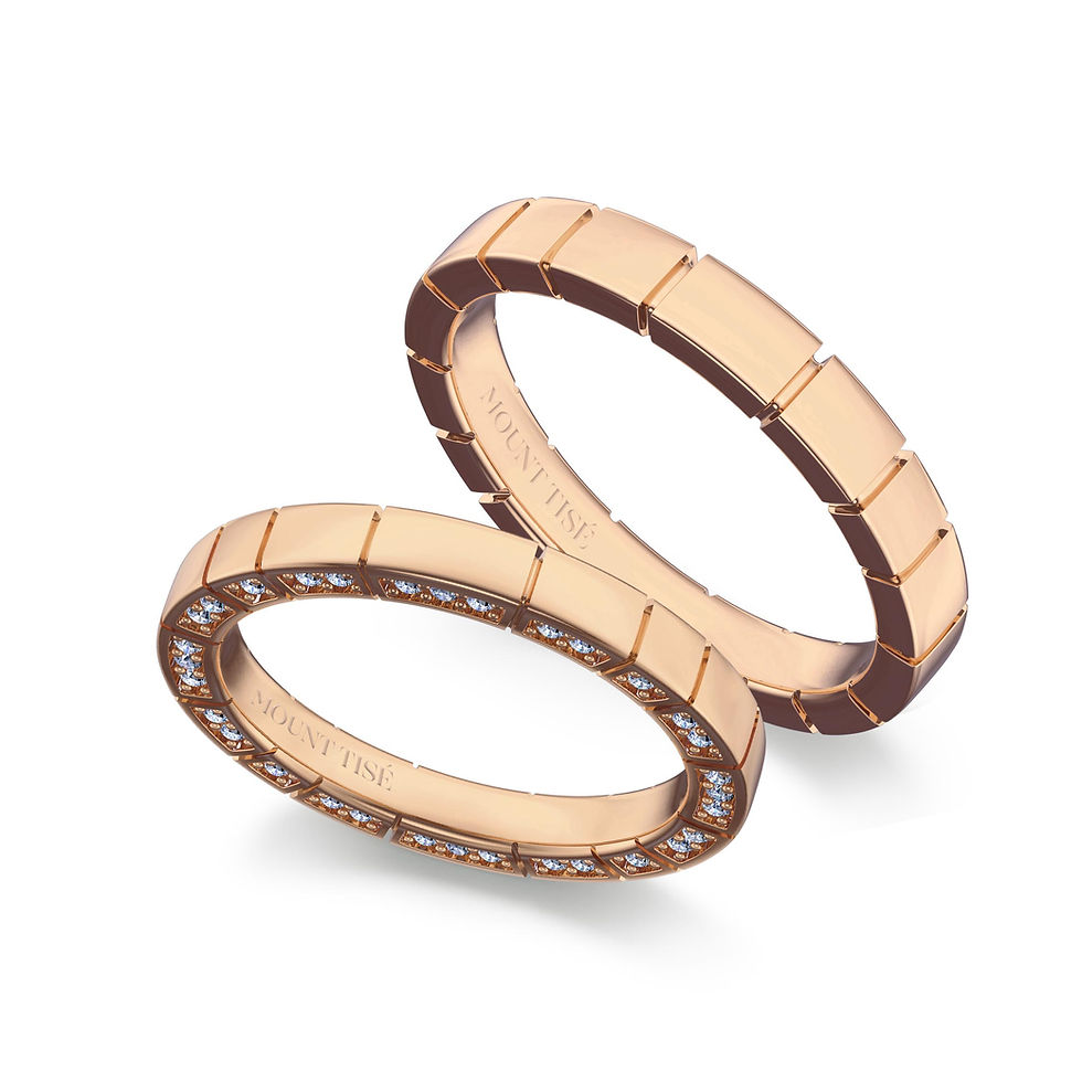 Thumbnail: Couple Ring·Sweetness|Minimalist Geometric Cubes Wedding Diamond Ring|Rose Gold