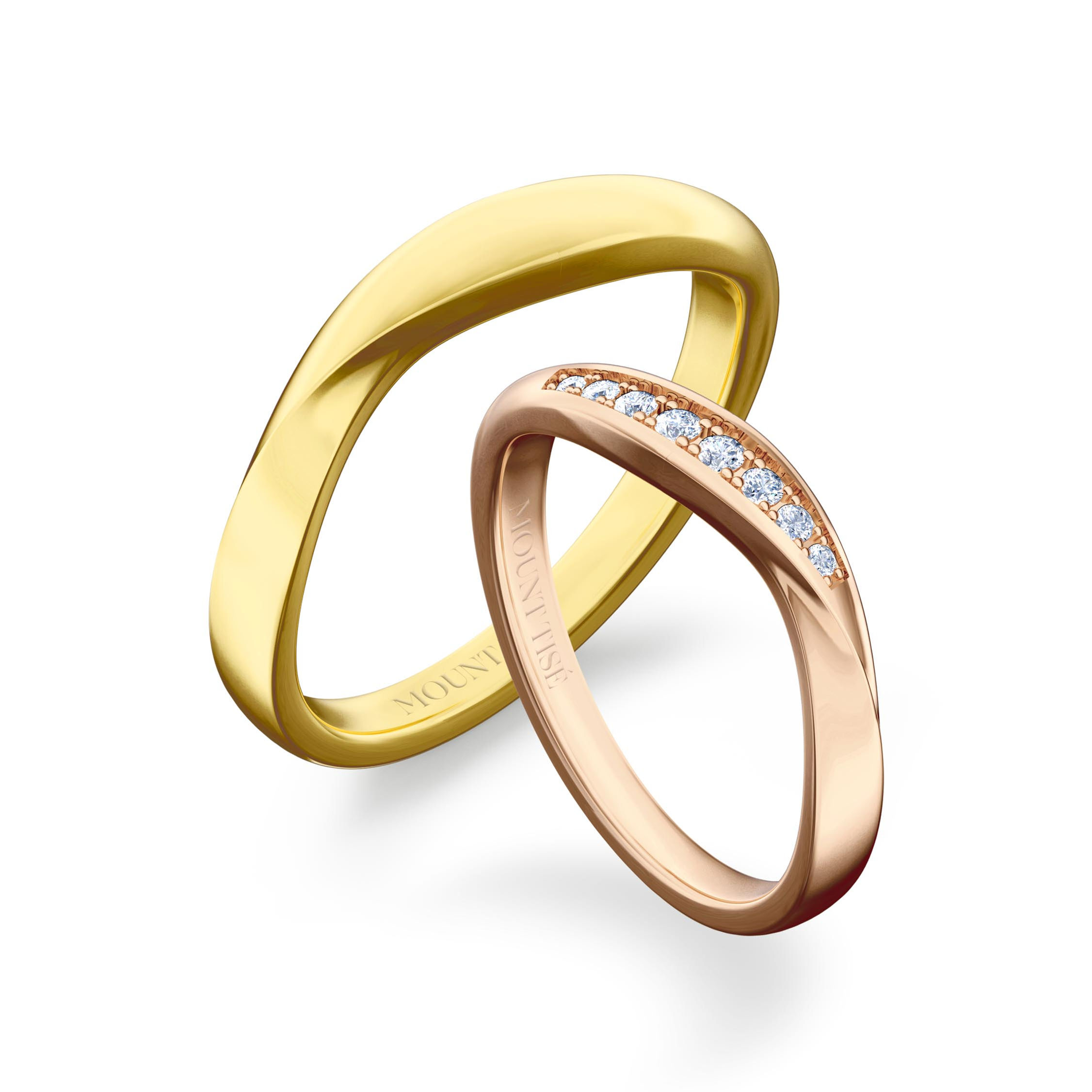 Couple Rings· Aurite| Soft Curves Möbius Wedding Diamond Ring|Rose Gold