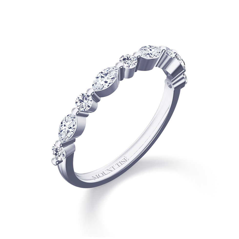 Thumbnail: Voie Lactée ·Starry Night|Ornate Round Marquise Cut Anniversary Ring