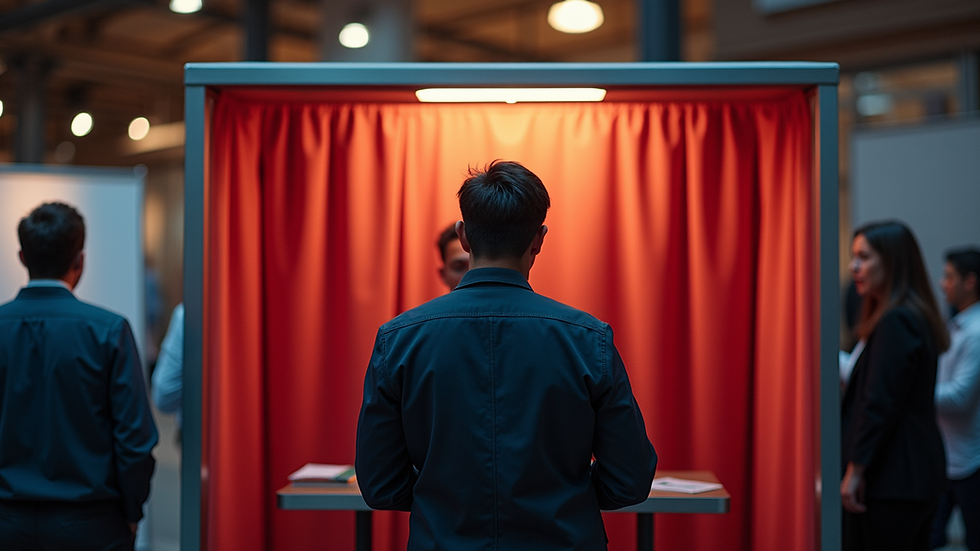 Eye-level view of a modern photo booth setup at an event