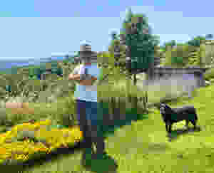 Matteo and Sky admire the garden they've created at Villa Palazzetta.