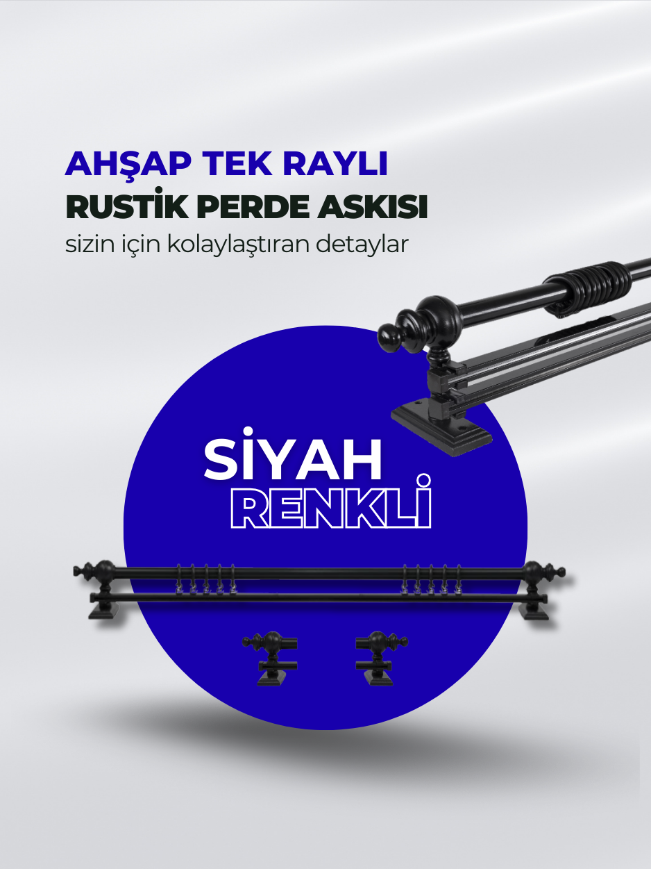 Dekoratif rustik boru + entegre tek ray: Halka görünümü isteyenlere sessiz kayma ve fonksiyonel kullanım hibriti.