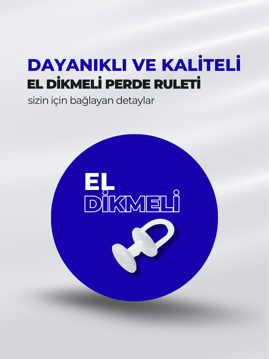 El Dikmeli Perde Ruleti; raylı sistemlerde perdeyi kanca, klips veya ek halka kullanmadan dikişle bağlamaya yarar
