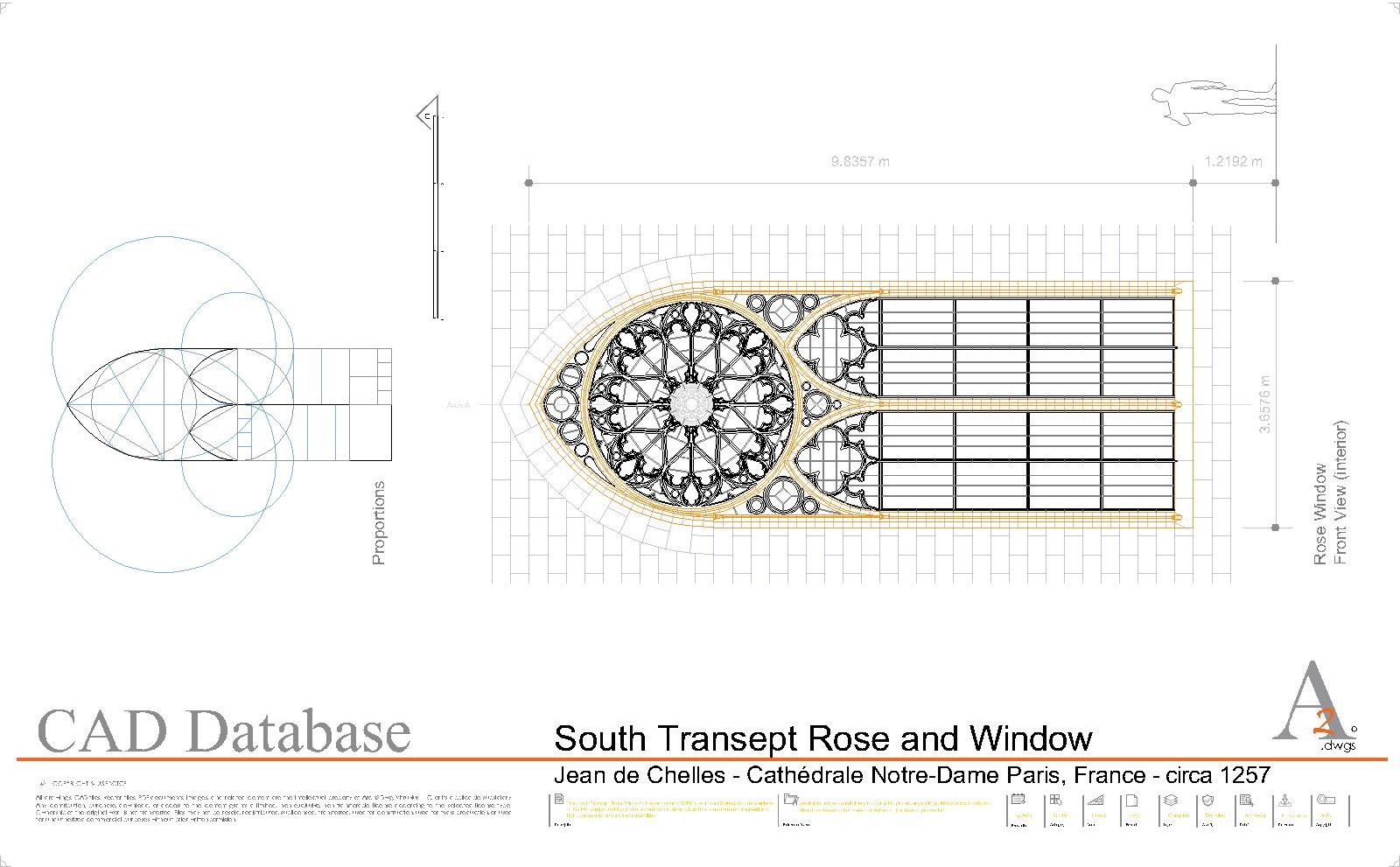 Notre-Dame de Paris architectural CAD rose-window front-view preview