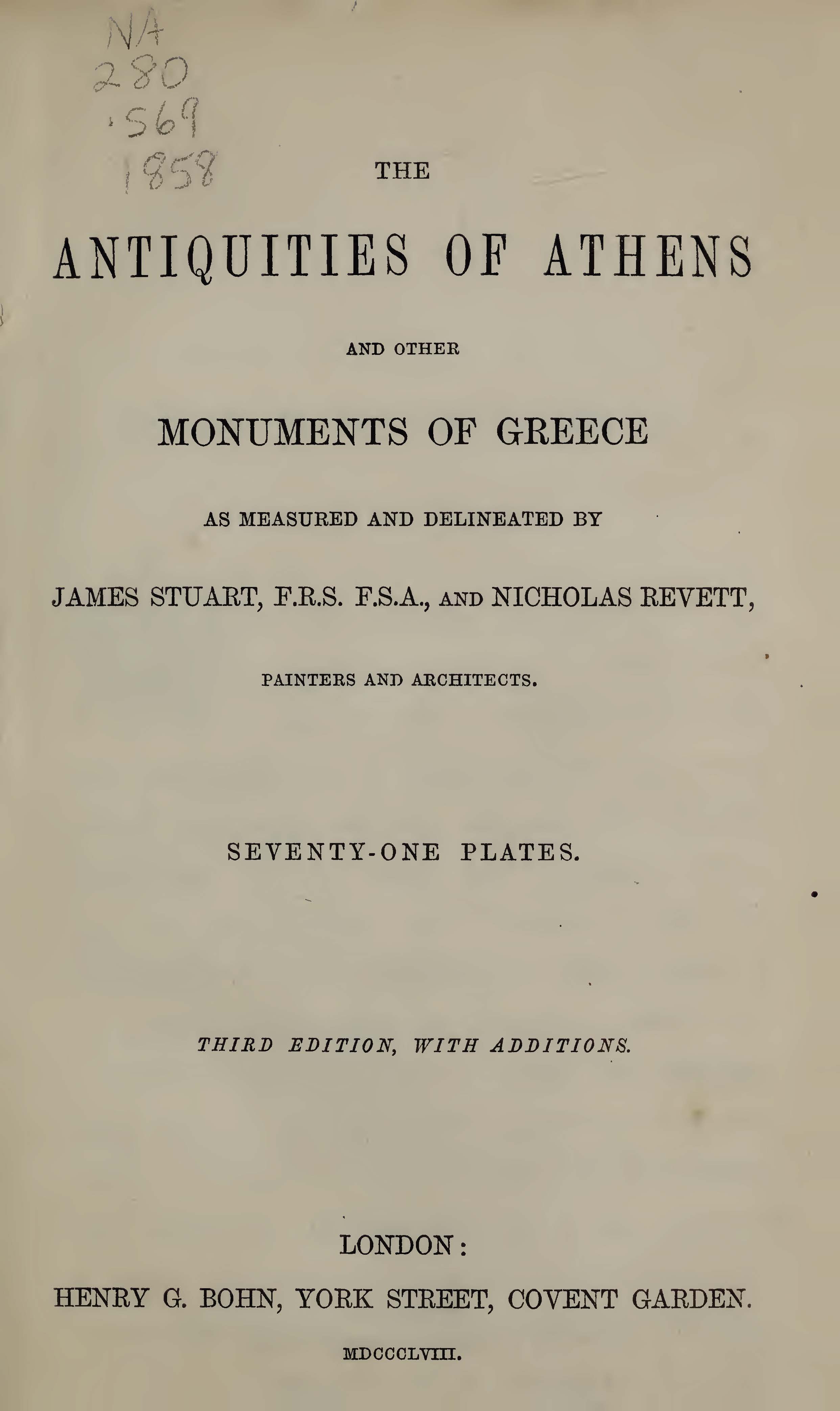 Antiquities of Athens and Other Monuments of Greece cover
