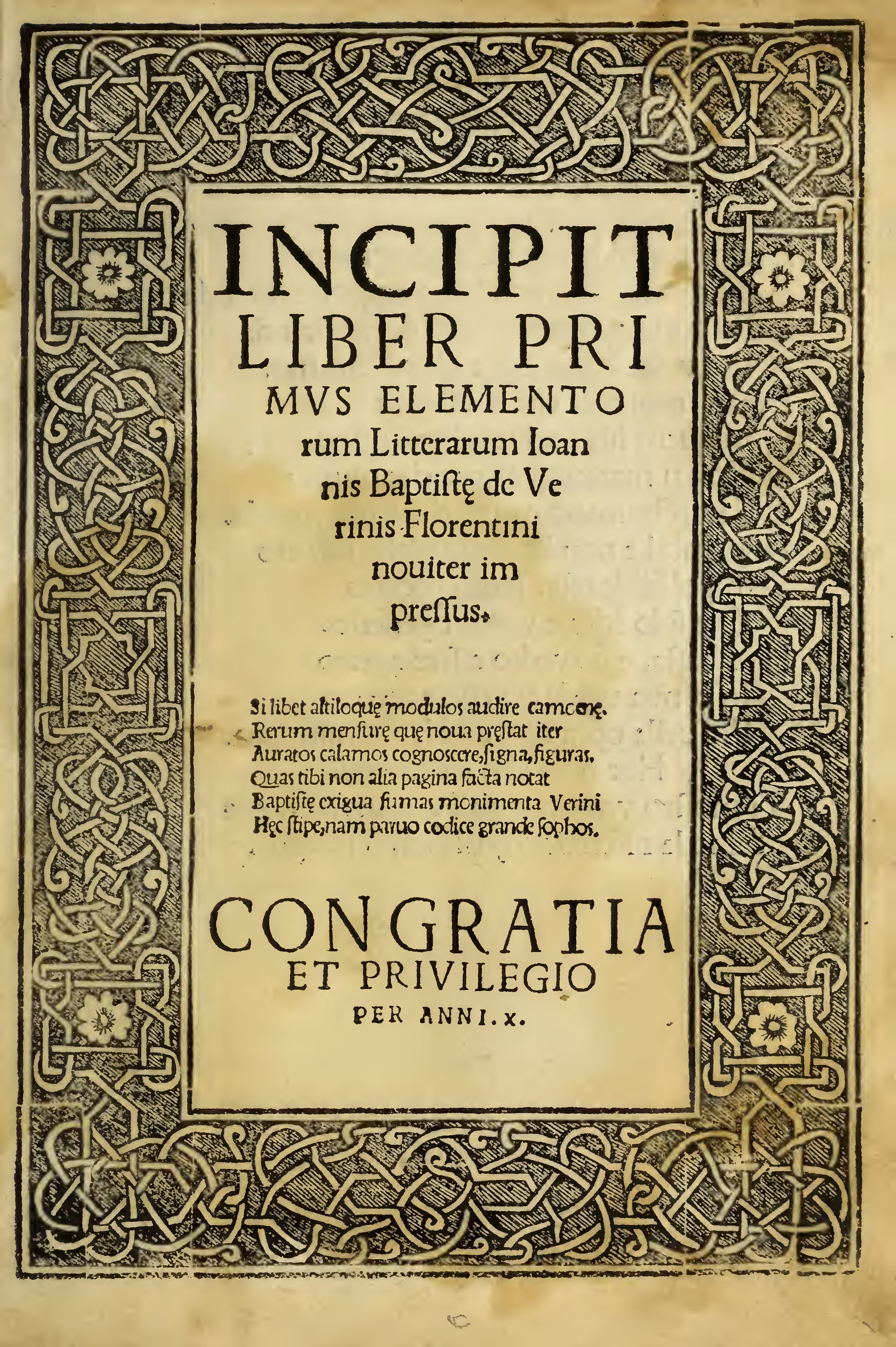 Incipit Liber Primus Elementorum Litterarum cover