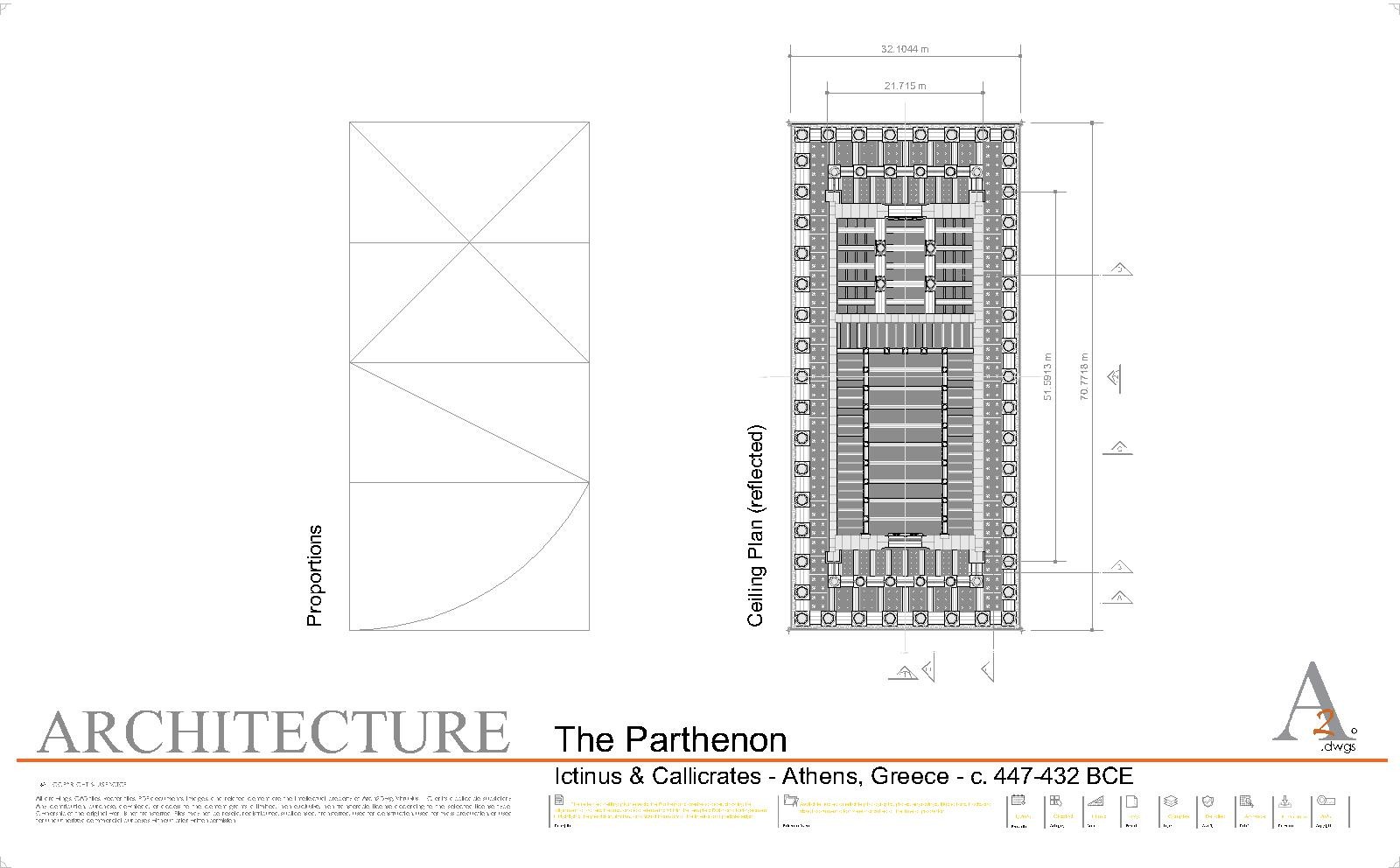 Parthenon architectural CAD reflected-ceiling plan preview