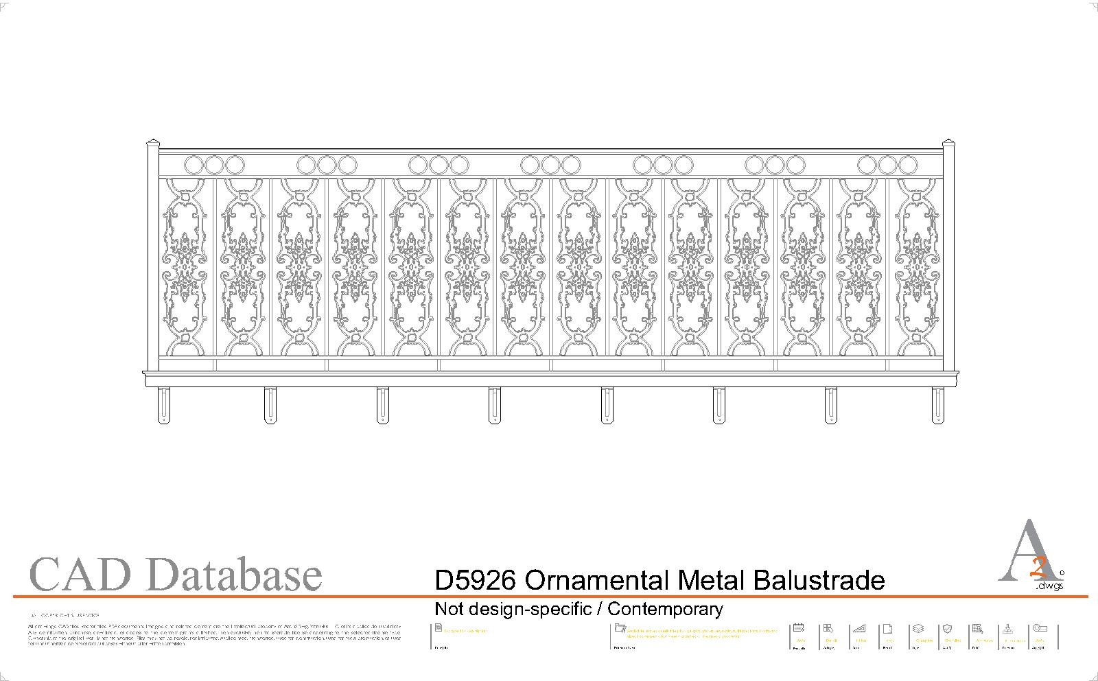 Ornamental balustrade D5926 architectural CAD detail preview
