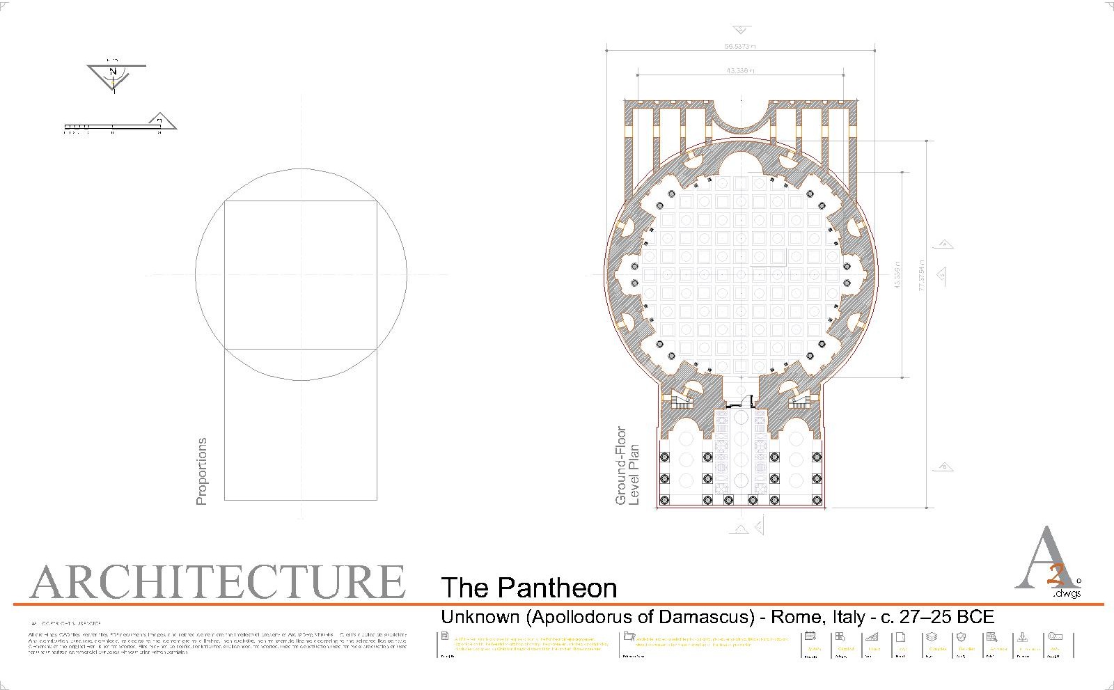 Pantheon Rome architectural CAD ground-level plan preview