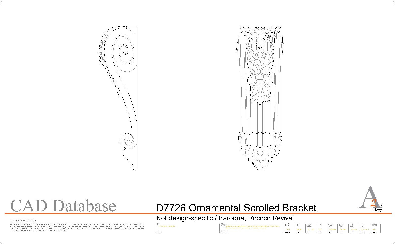 Ornamental bracket D7726 architectural CAD detail preview