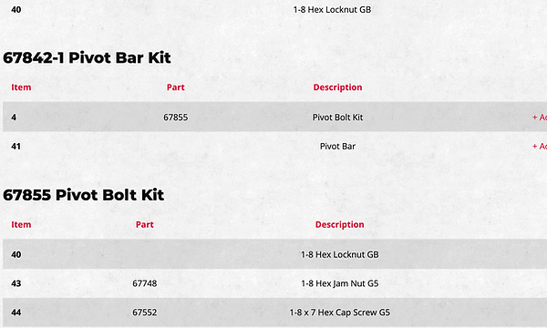 WESTERN MIDWEIGHT lift frame component parts