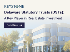 Keystone thumbnail with modern office building and trees, reading Delaware Statutory Trusts (DSTs).