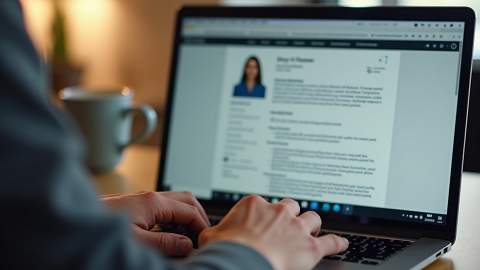 Close-up view of a resume being edited on a laptop screen