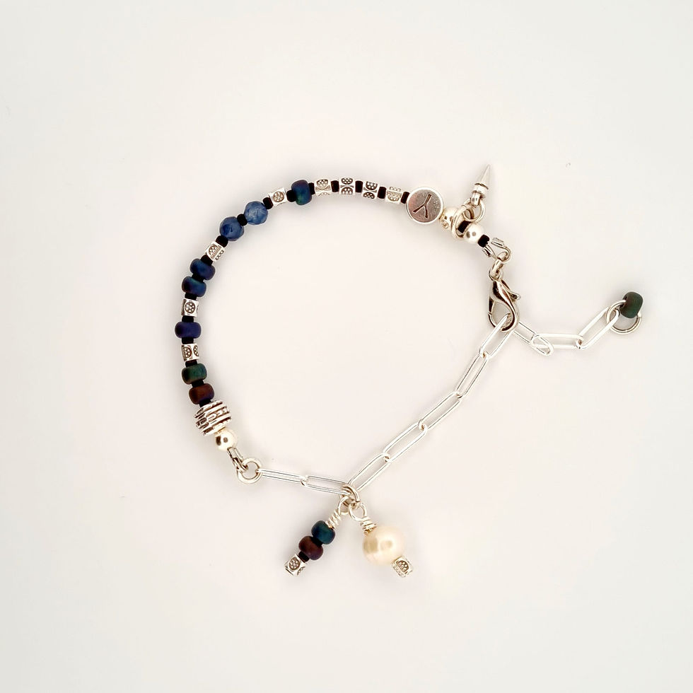 Thumbnail: Schakelarmband Island Nomad Zilver met Petrol Ylandr