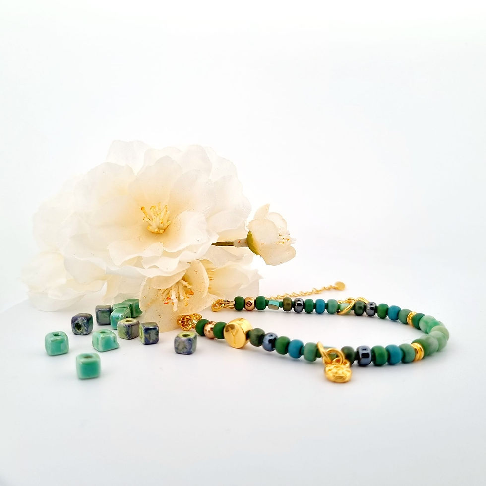 Thumbnail: Armband 2 Lagoon Luxe Goud met Lagoongroen Ylandr Sfeer