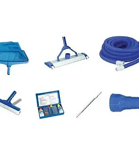 plastik mavi havuz bakım ürünleri,süpürge,boru,fırça,teleskop sap