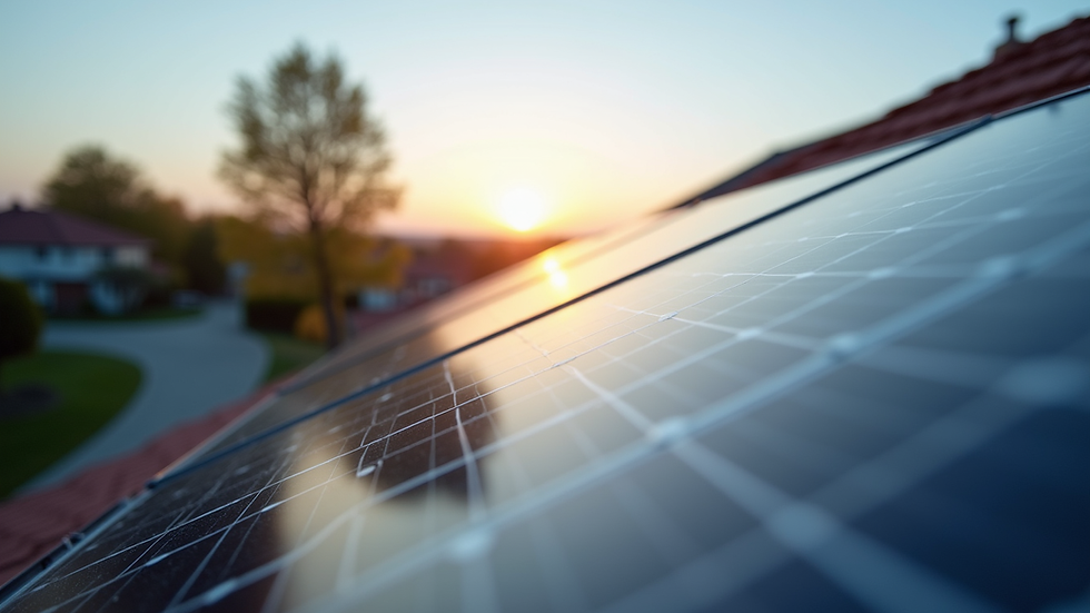Eye-level view of solar panels installed on a residential roof