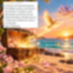 Avis d'une cliente sur son accompagnement en hypnose avec Aude Wihrlen, hypnothérapeute à Sausheim, illustré par un coffre lumineux et un oiseau doré au bord de la mer.