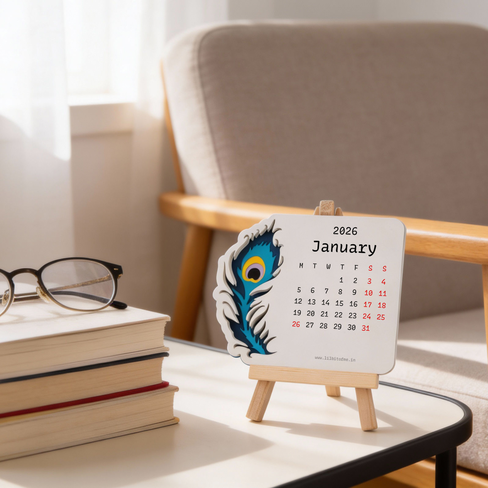Peacock Feather Desk Calendar — View 5