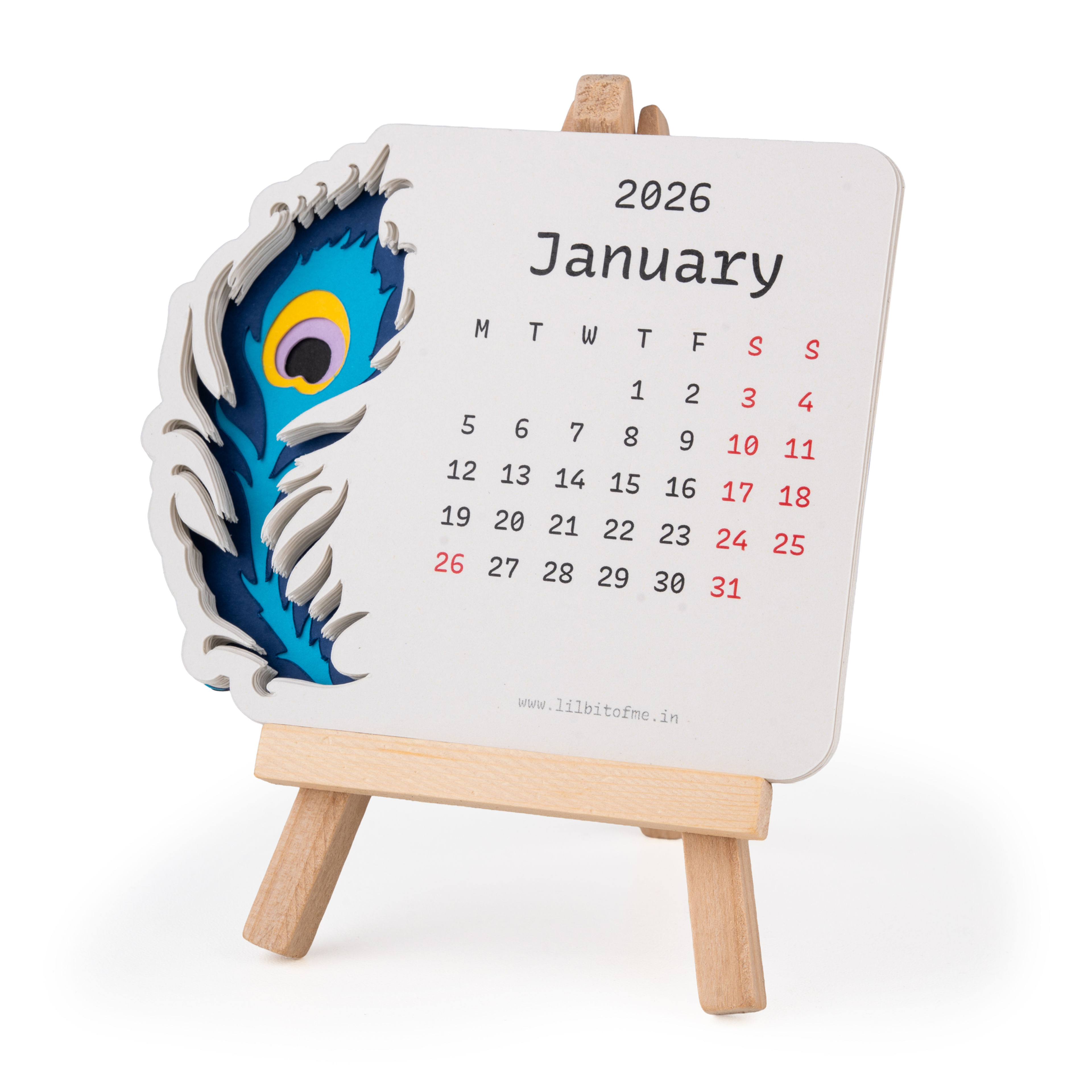 Peacock Feather Desk Calendar — View 3