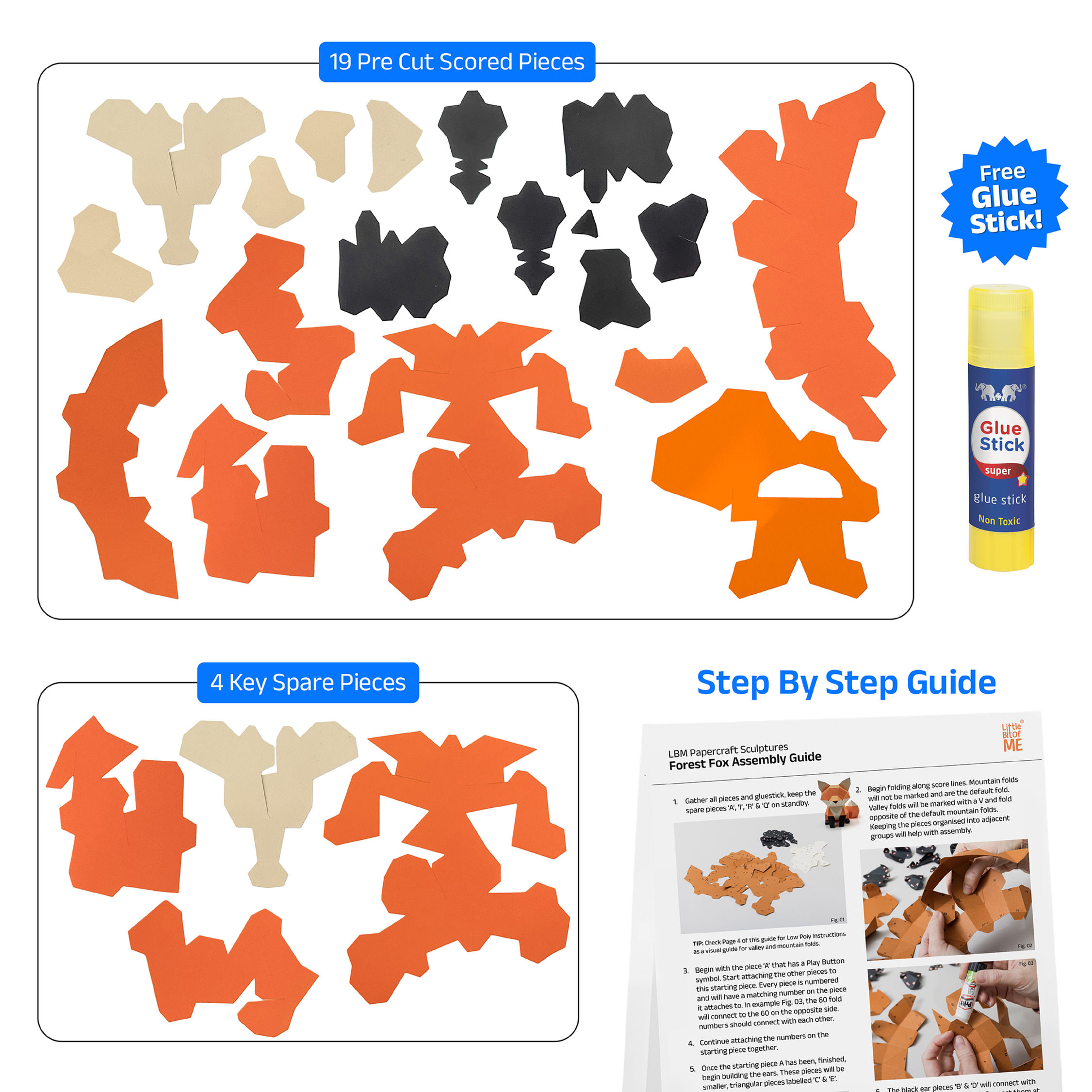 3D Forest Fox DIY Papercraft Kit — View 2