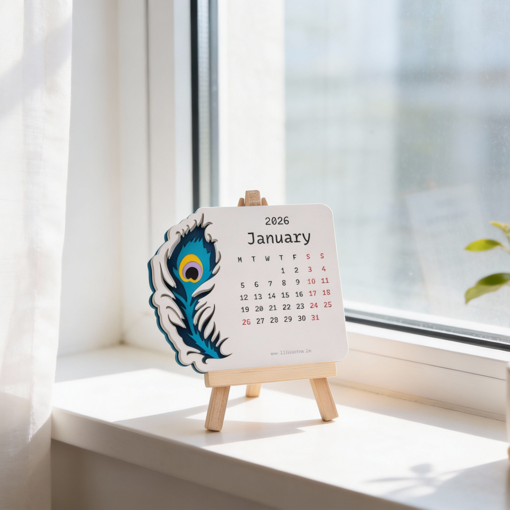 Peacock Feather Desk Calendar — View 4
