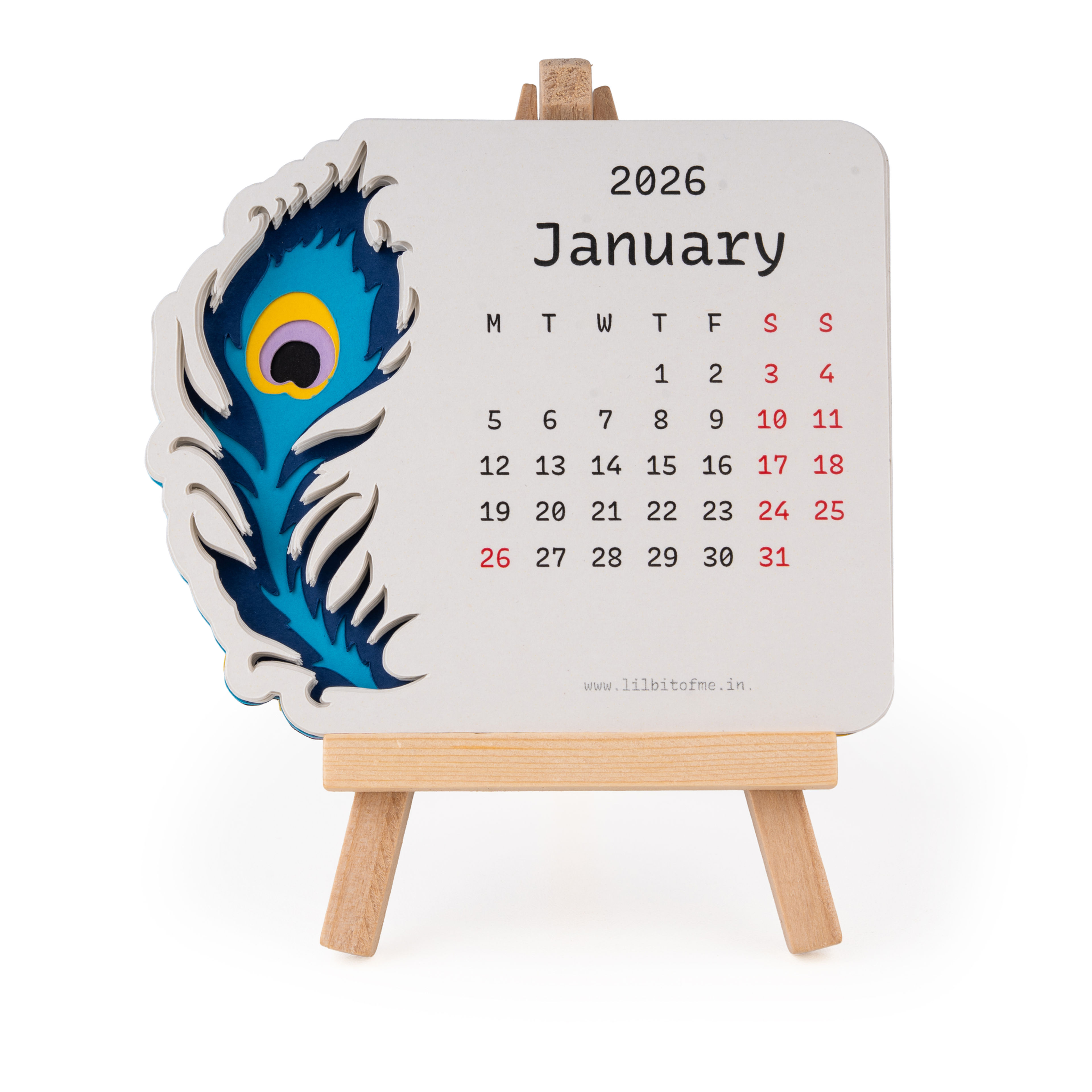Peacock Feather Desk Calendar — View 2