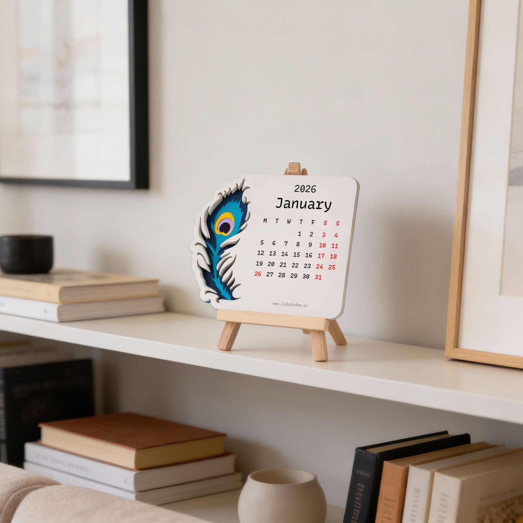 Peacock Feather Desk Calendar — View 7