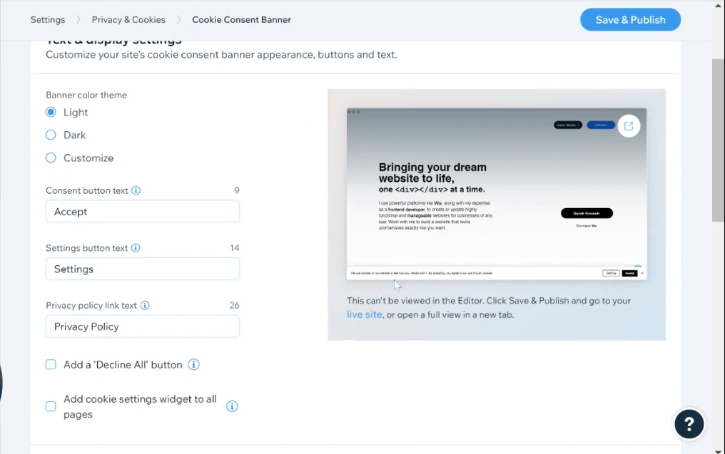 How to Add a Cookie Banner to Your Wix Website