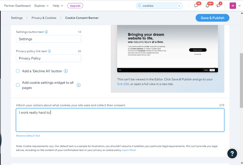 How to Add a Cookie Banner to Your Wix Website