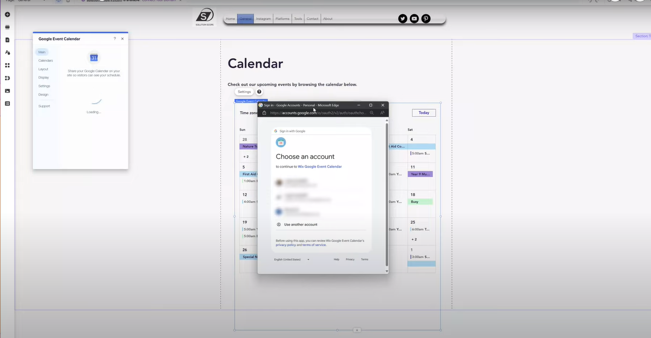 Google Calendar to a Wix 