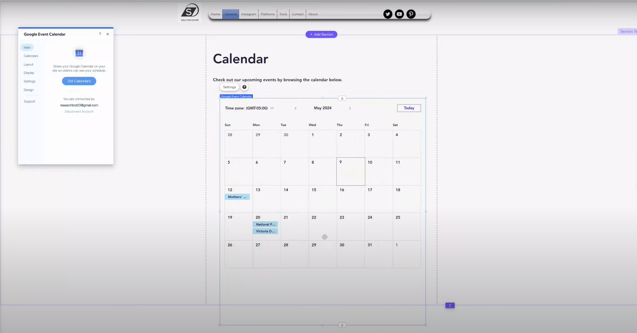 Google Calendar to a Wix 