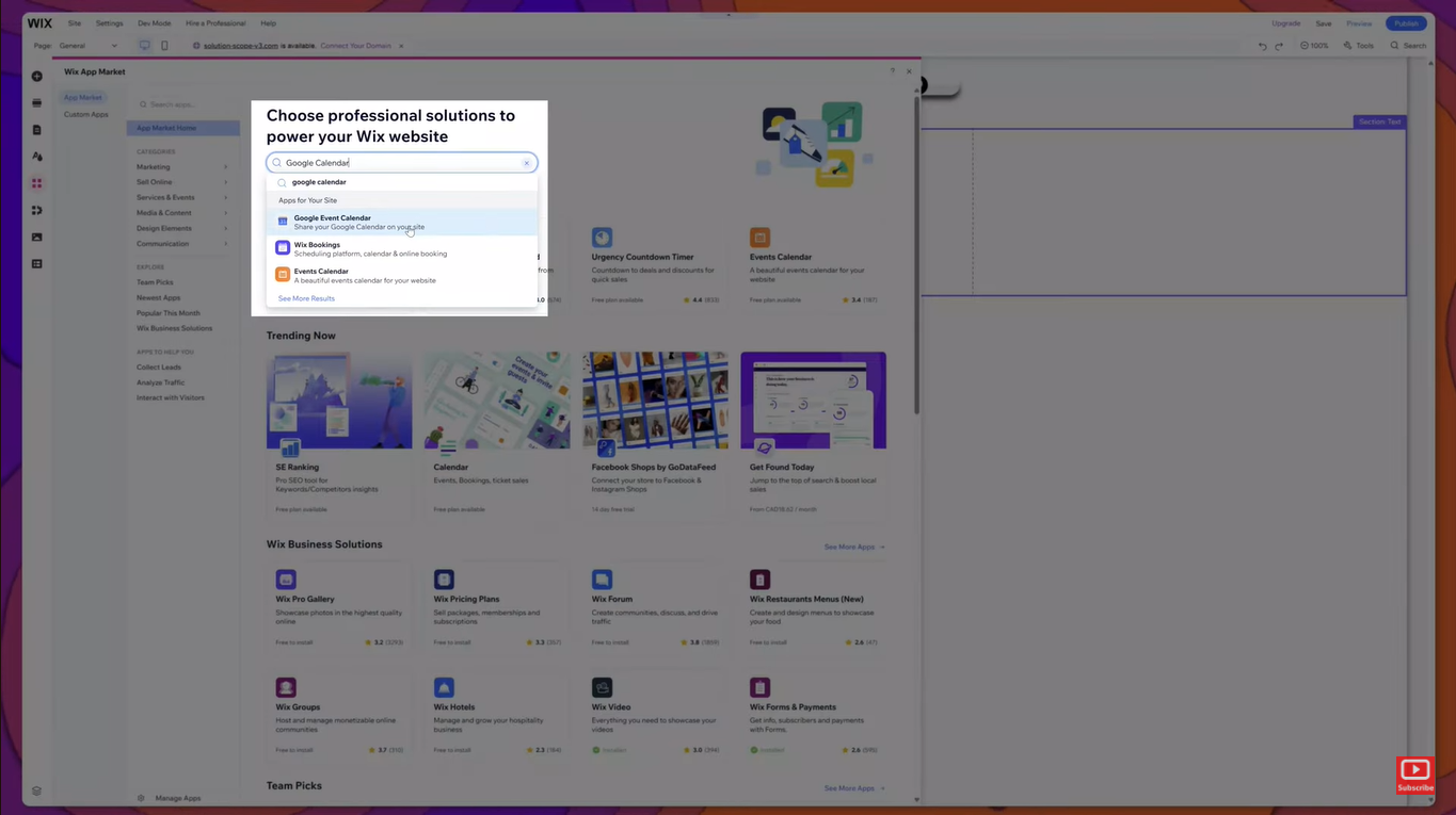 Google Calendar to a Wix 