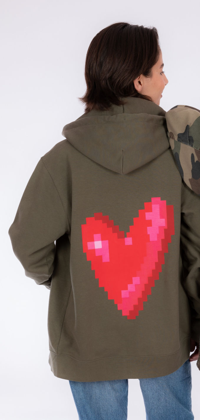 Felpa verde kaki HEART - Love Therapy x Ginko