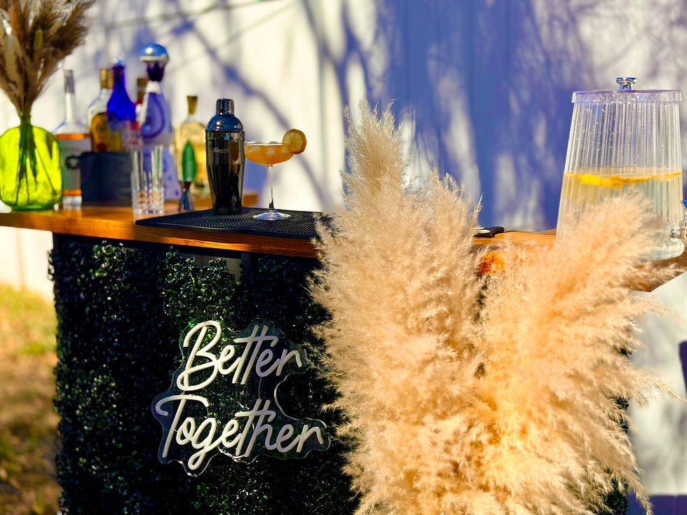 Outdoor wedding bar setups Florida with Better Together sign
