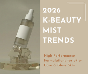 Visual representation of 2026 K-Beauty Mist Trends featuring a premium mist bottle on a crystal base for High-Performance Skip-Care.