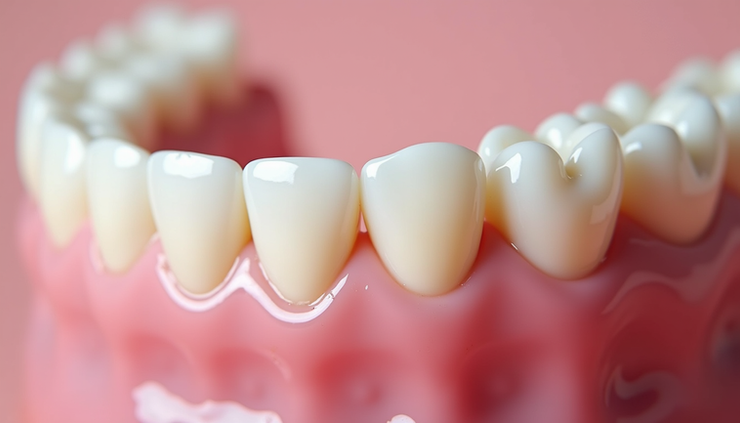 Close-up view of healthy teeth and gums showing clean tooth surfaces and pink gums