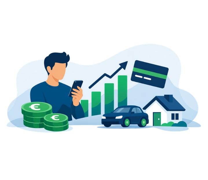 illustrazione servizi finanziari prestiti mutui carte semplifi