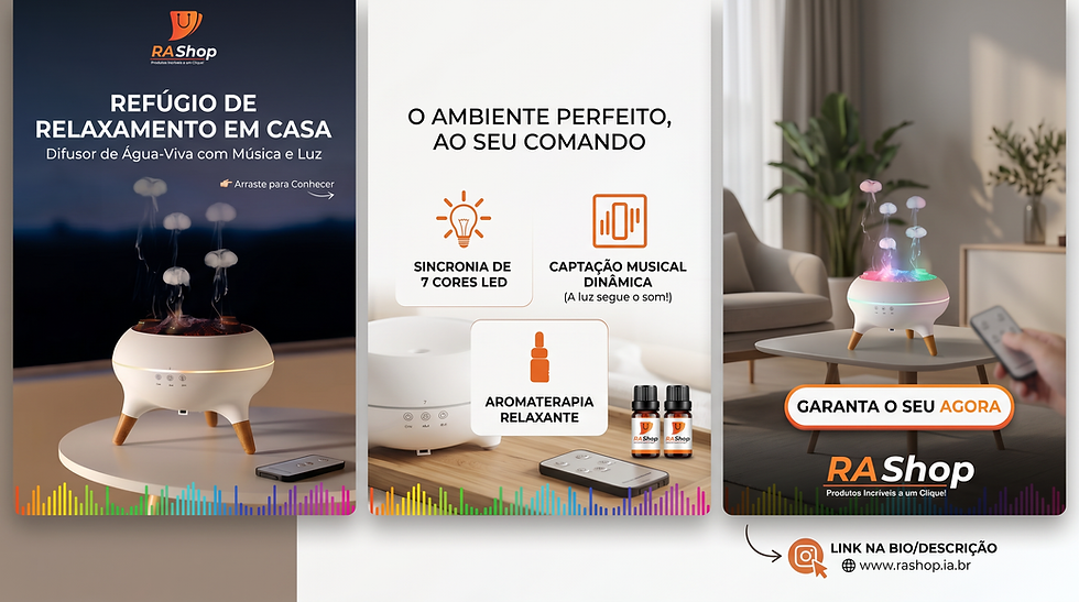 Miniatura: Difusor e Umidificador de Aromas  Musical Água Viva 7 Cores LED Controle Remoto