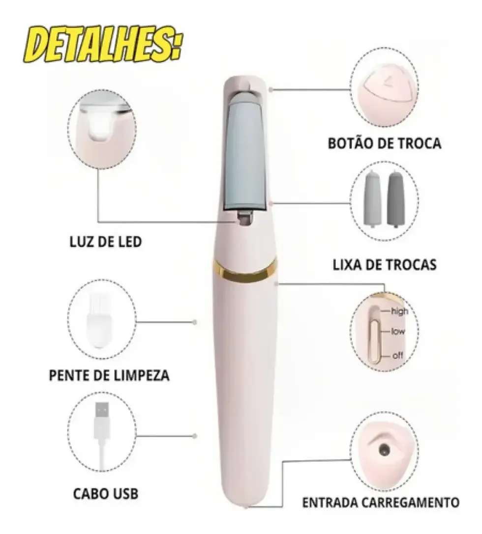 Miniatura: Lixador de Pé Elétrica Rashop Recarregável Pedicure Profissional